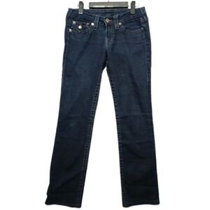TRUE RELIGION Womens 27 Straight Western Y2K Dark Wash Stud Pocket Jeans